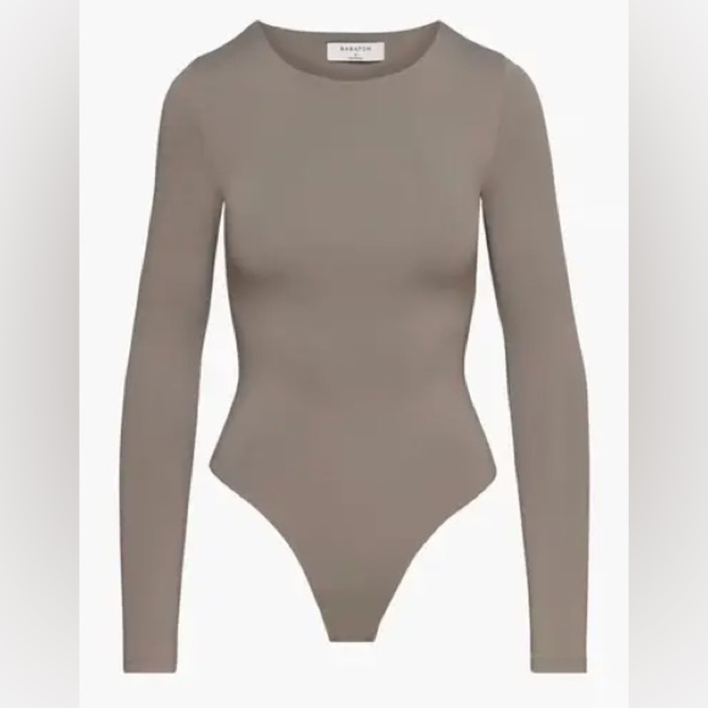 Aritzia Babaton Contour Crew Longsleeve Bodysuit - Pewter Grey - size XL